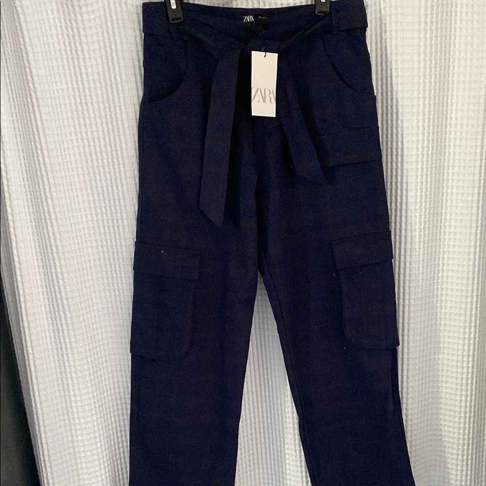 Zara Dark Blue Utility Trousers